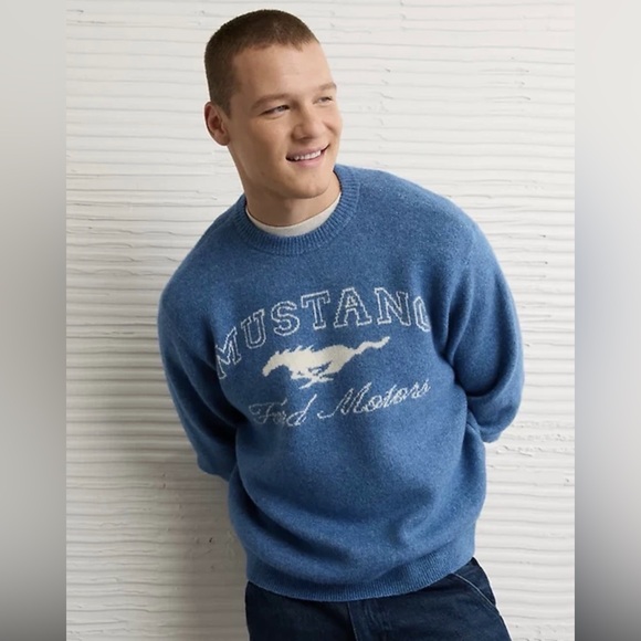 American Eagle Outfitters Other - American Eagle Outfitters Ford Mustang Blue Crewneck Sweater